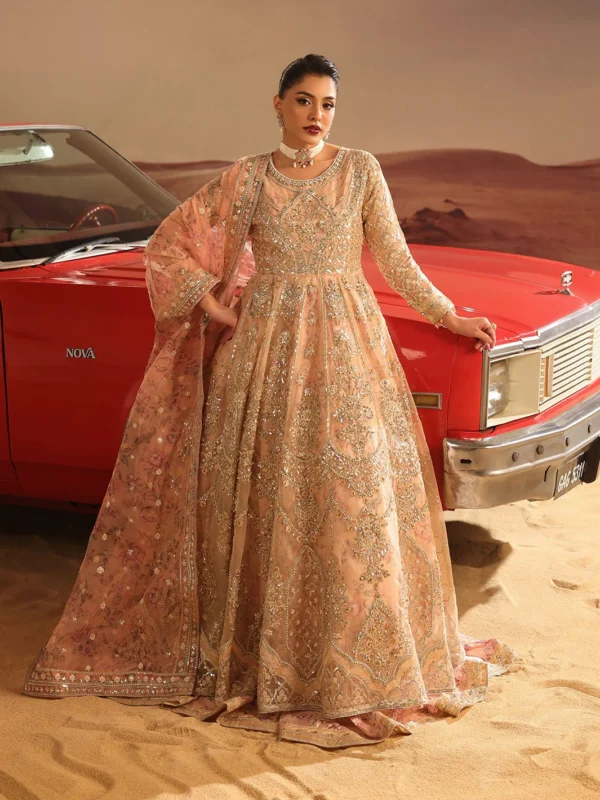 Zilverah Peach Embroidered Organza 3-Piece Party Wear Suit — Buy Online Pakistan