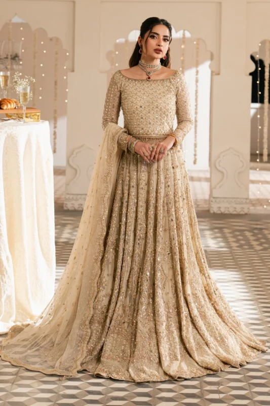 Zilverah Beige Net 3PC Lehenga Party Wear Buy Online Pakistan