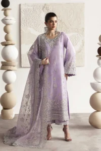 Zilverah Champagne Silk Embroidered Luxury Party Wear 3-Piece Unstitched Dress Pakistan