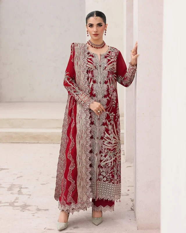 Zilverah chiffon sequin embroidered 3-piece party wear dress buy online Pakistan