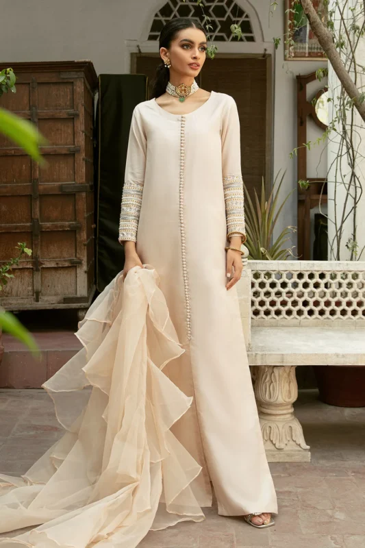 Zilverah China Silk Organza Formal Wear 2-Piece Shirt with Cigarette Pants Buy Online Pakistan