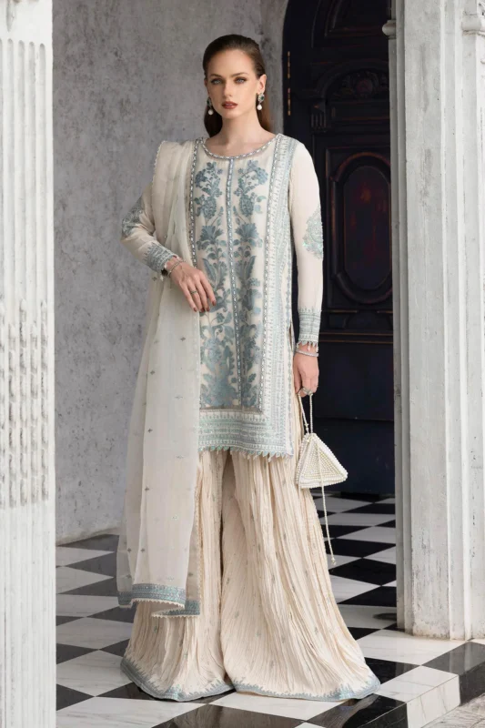 Zilverah 3-Piece Embroidered Organza Sharara Suit – Luxury Formal Wear Pakistan
