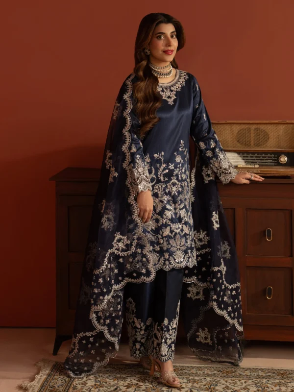 Zilverah embroidered raw silk 3-piece formal wear – buy online Pakistan