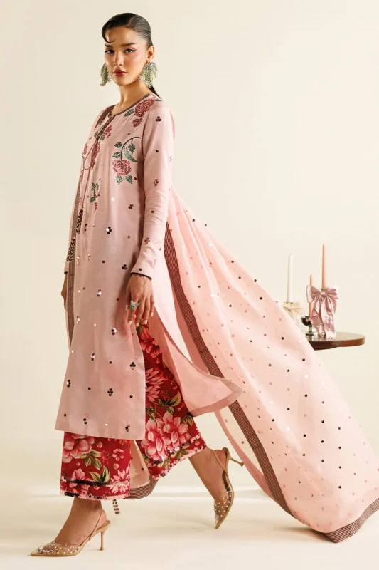 Zilverah Embroidered Raw Silk 3-Piece Party Wear Dress – Buy Online Pakistan