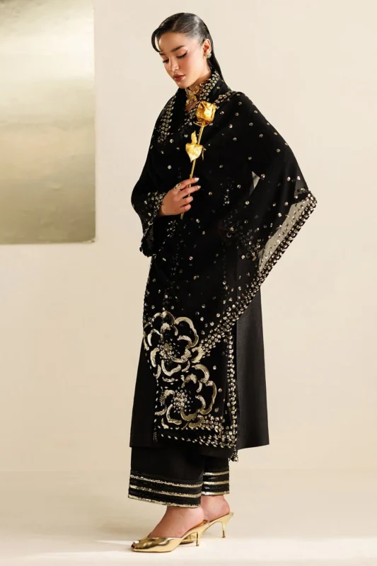 Zilverah embroidered raw silk formal wear dress buy online Pakistan