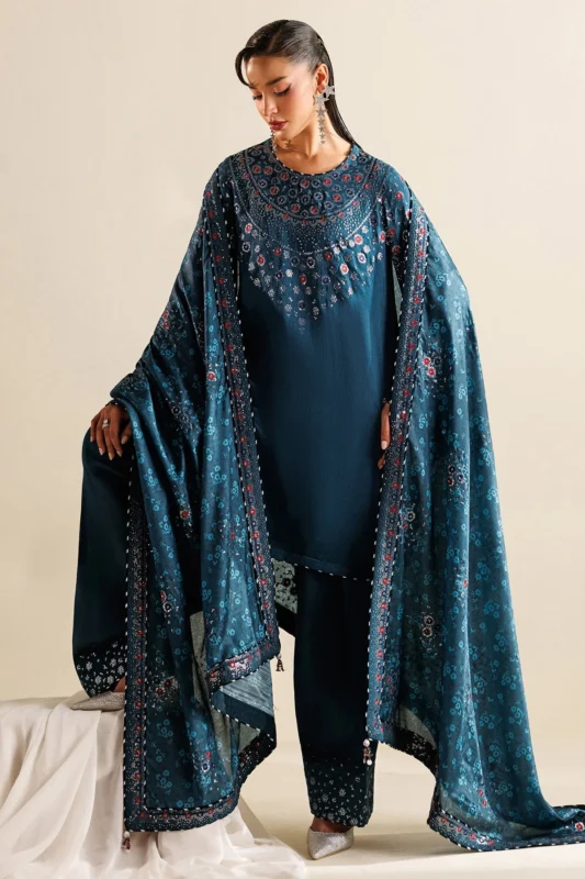 Zilverah Embroidered Raw Silk Party Wear Dress – Buy Online Pakistan