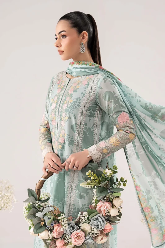 Zilverah Ferozi Embroidered Lawn 3-Piece Party Wear Suit — Buy Online Pakistan