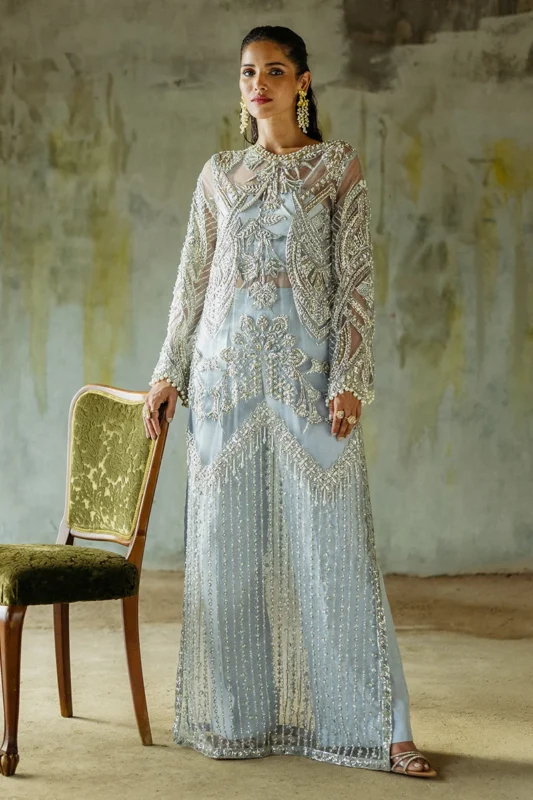 Zilverah Ice Blue Embroidered Net Formal Wear 3-Piece – Buy Online Pakistan