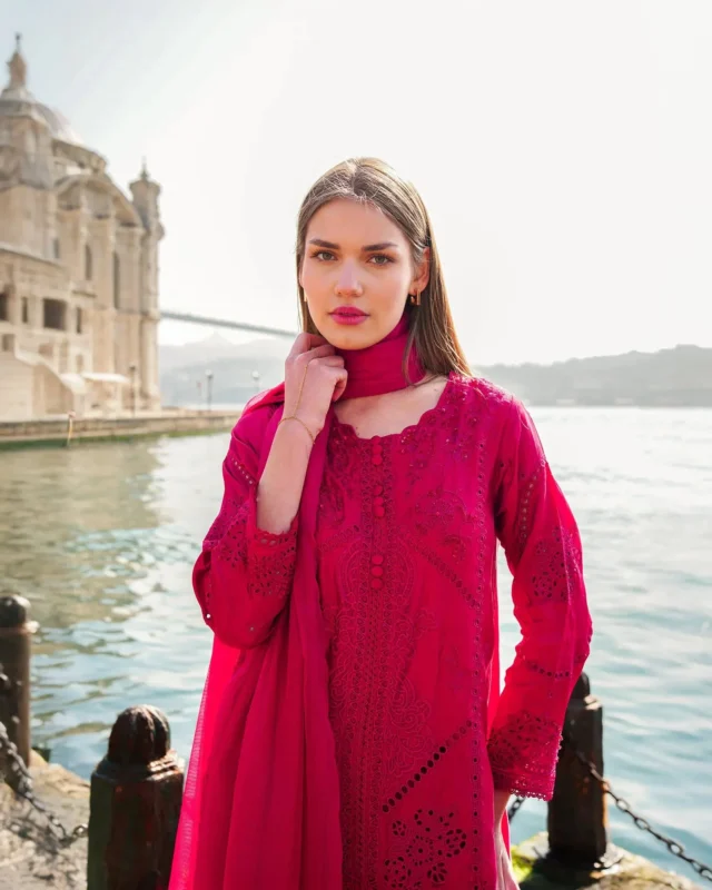 Zilverah Imported Silk 3PC Formal Wear Gown in S. Pink – Buy Online Pakistan