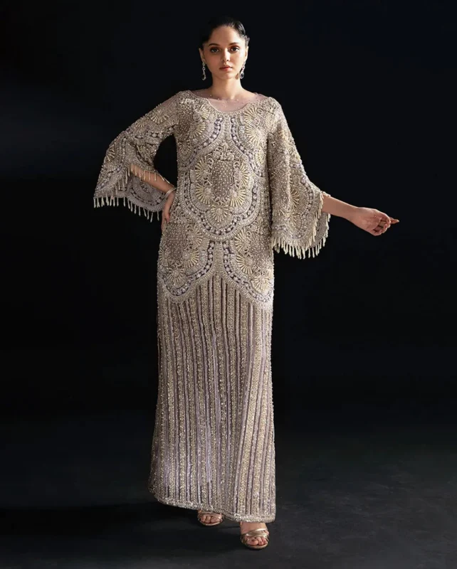 Zilverah Lilac Embellished Net Formal Wear Dress for Eid and Wedding Functions Pakistan