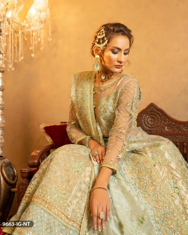 Zilverah Maroon Net Frock Lehenga 3-Piece Party Wear Dress Pakistan