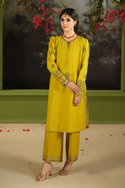 Zilverah Mustard Pima Lawn Kurta Set – Party Wear Pakistan Ready to Wear