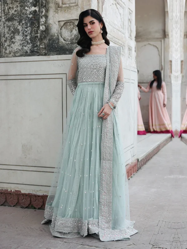 Zilverah multicolor embellished net maxi 3-piece party wear dress buy online Pakistan