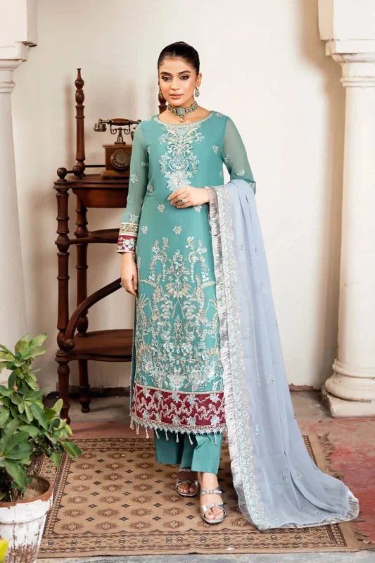 Zilverah Nikhat embroidered chiffon 3-piece formal wear suit buy online Pakistan