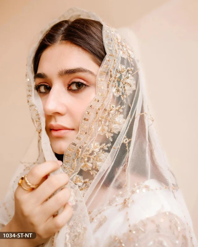 Zilverah Off White Net Maxi 3 Piece Party Wear Pakistan - Front View