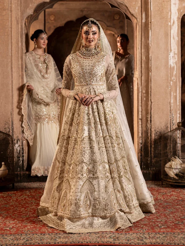 Zilverah luxury formal wear organza gown lehenga with tilla embroidery – buy online Pakistan