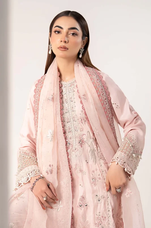 Zilverah Pink Raw Silk 3-Piece Embroidered Party Wear Suit – Buy Online Pakistan