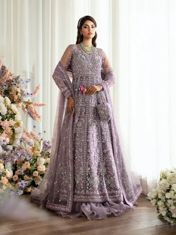 Zilverah Purple Embroidered Net Kalidaar 3-Piece Party Wear Pakistan – Featured Look