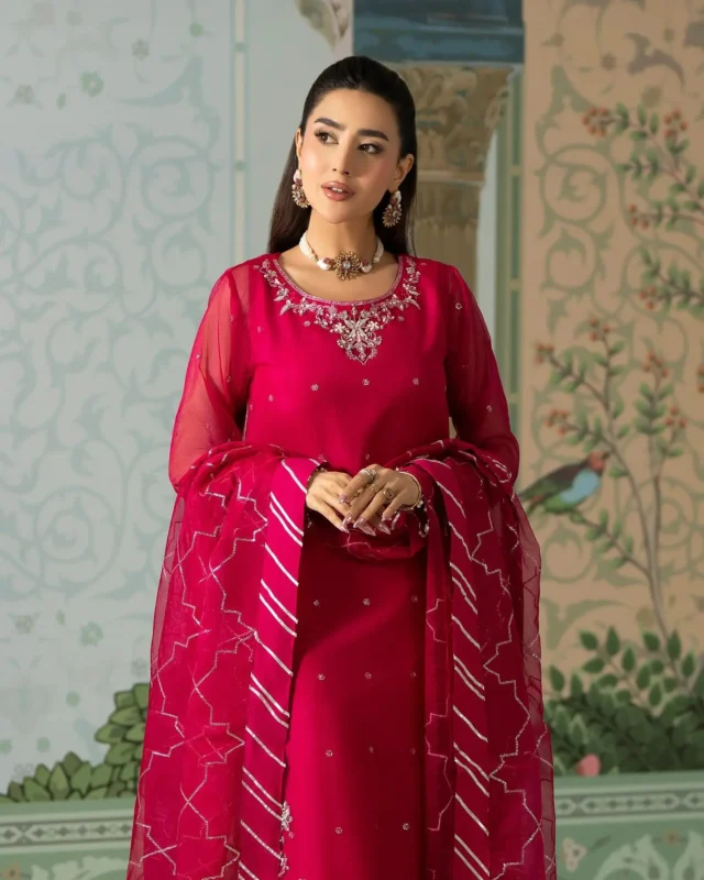 Zilverah Semi Pure Organza Sharara 3PC Formal Wear Pink – Buy Online Pakistan